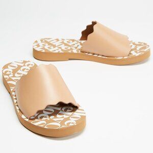 See by Chloé Essie Scalloped Slide Sandals - Nude/Tan/Beige - EU 38/US 8 - BNIB!